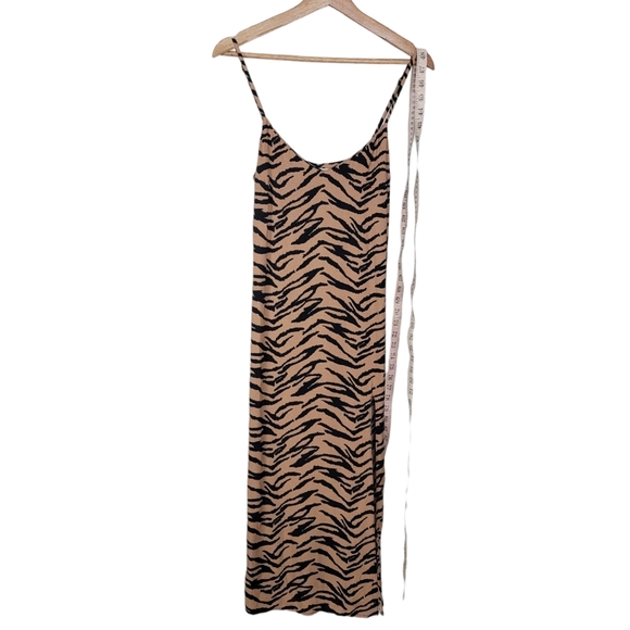 Reformation Crimini Tiger Print Raja Midi Leg Slit Dress Size 0 - Picture 4 of 9